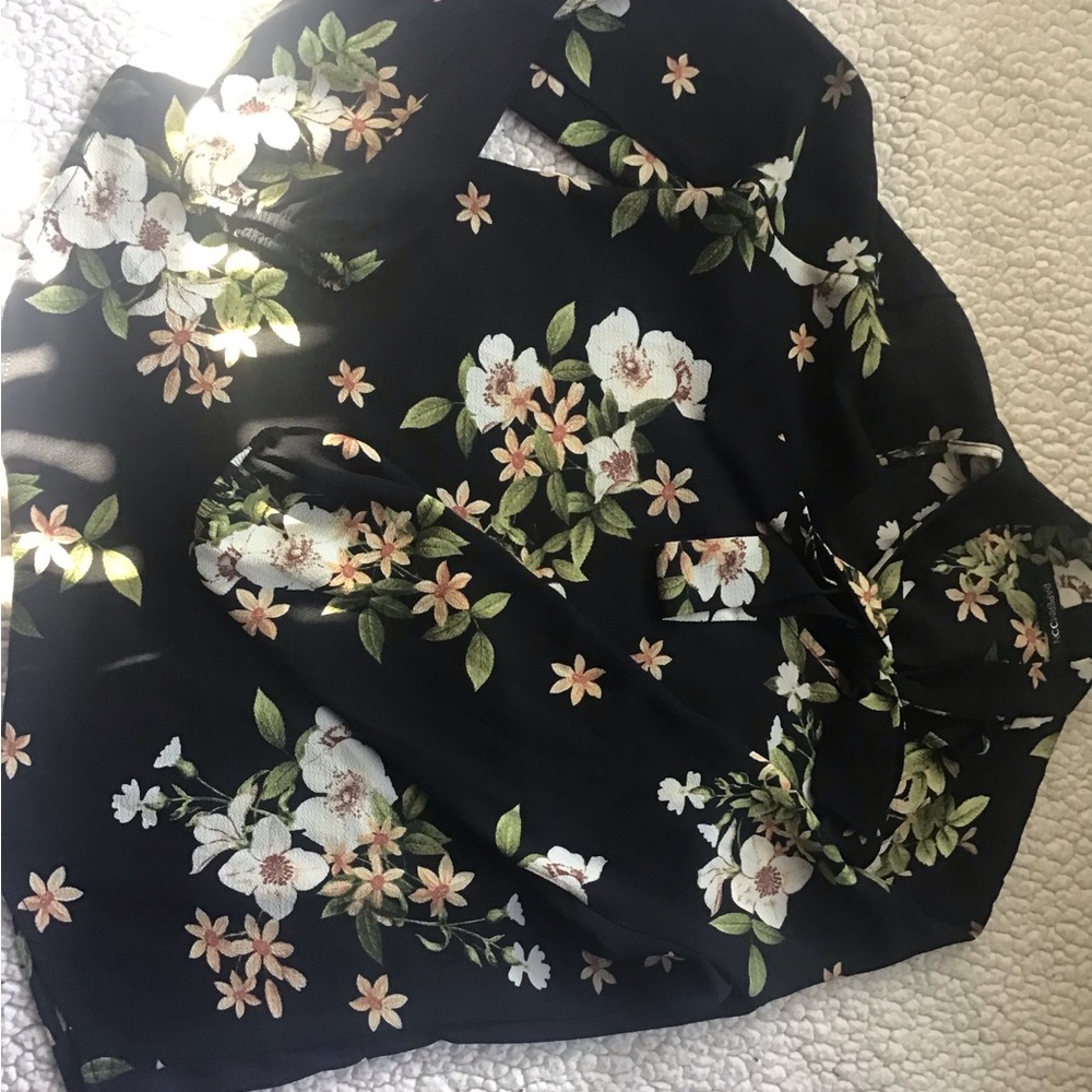 Papermoon Black Top with Floral Design